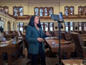 A Texas Democratic state lawmaker stayed overnight in the Legislature to protest required surveillance