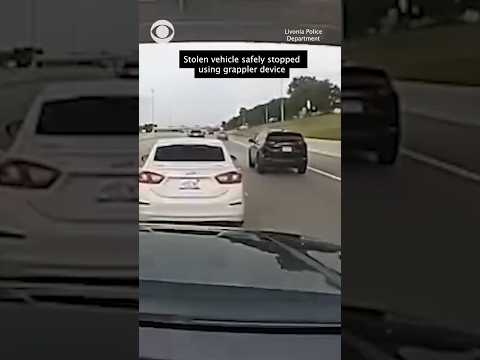 Stolen vehicle safely stopped using grappler device #shorts