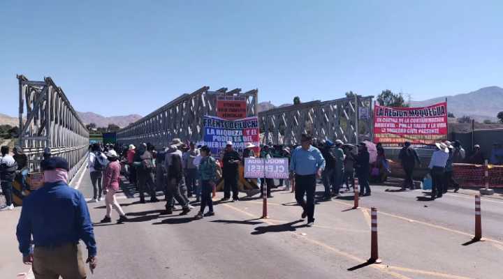 Paro regional en Moquegua: bloquean carreteras contra proyecto Huatipuka y contaminación del río Coralaque