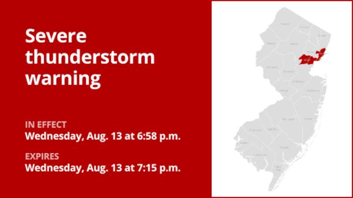 Update: Thunderstorms with damaging winds in Hudson and Union counties Wednesday