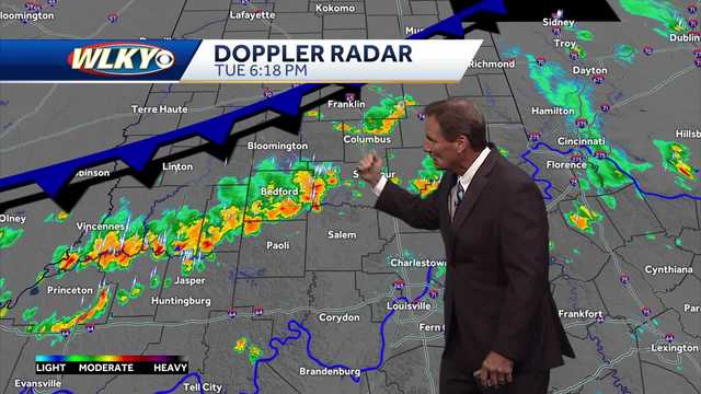 Tuesday evening scattered storms, little cooler Wednesday