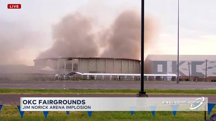 Historic Jim Norick Arena roof implodes in planned demolition