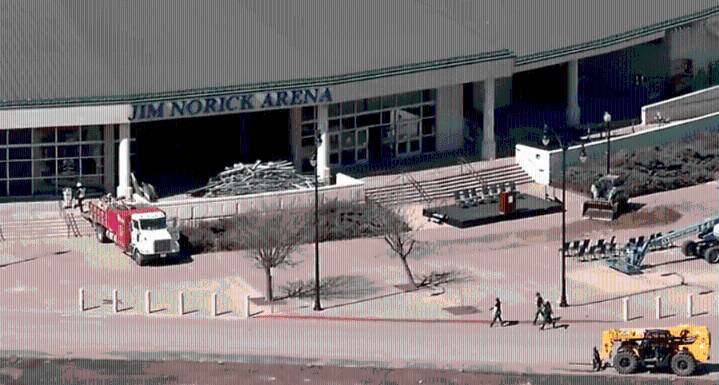 Crews implode roof of Jim Norick Arena