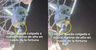 Mujer queda colgada a 9 metros de altura en un juego mecánico en India