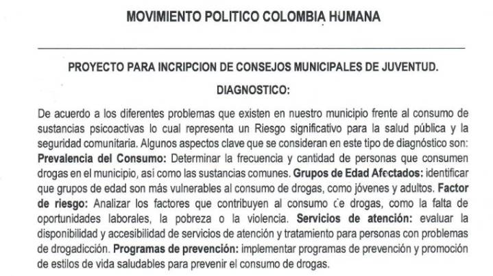 Movimiento Político Colombia Humana presenta propuesta para el bienestar juvenil en San Francisco
