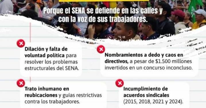 Razones por las que el Sena, incluida la sede en Caldas, se va a un nuevo paro nacional de 24 horas