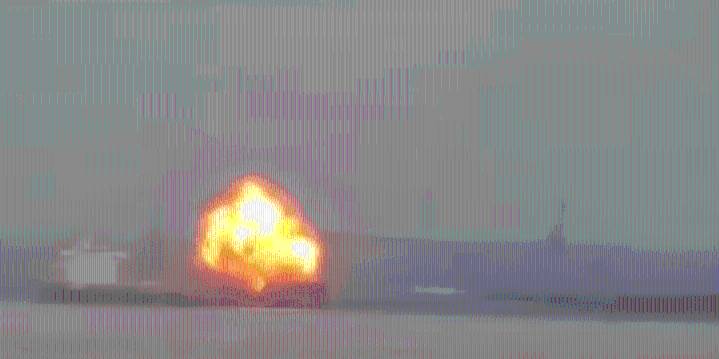 Ship explosion causes fire near Francis Scott Key Bridge collapse site