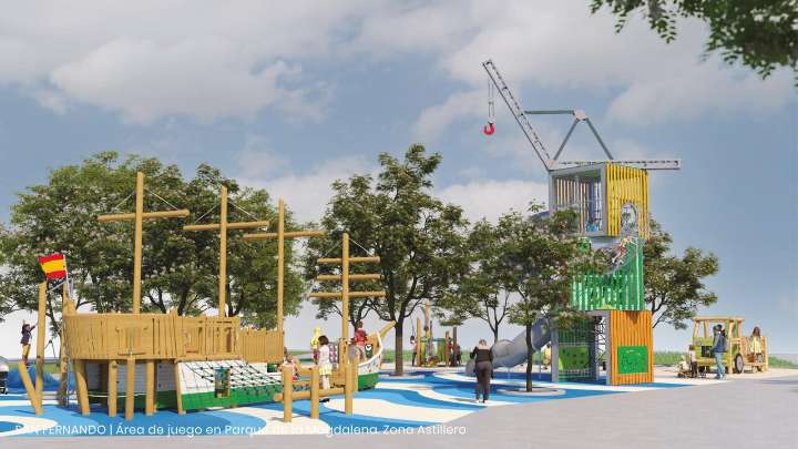 El 'Elcano' y la tradición naval, protagonistas de la zona infantil del parque de La Magdalena