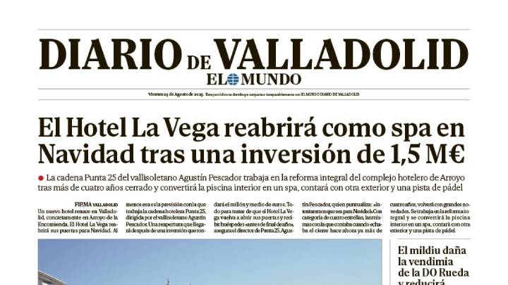 Portada de Diario de Valladolid del 29 de agosto de 2025