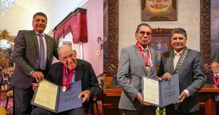 Periodistas Carlos Meneses y Bernardino Rodríguez fueron distinguidos con la Medalla de Oro por el alcalde de Arequipa