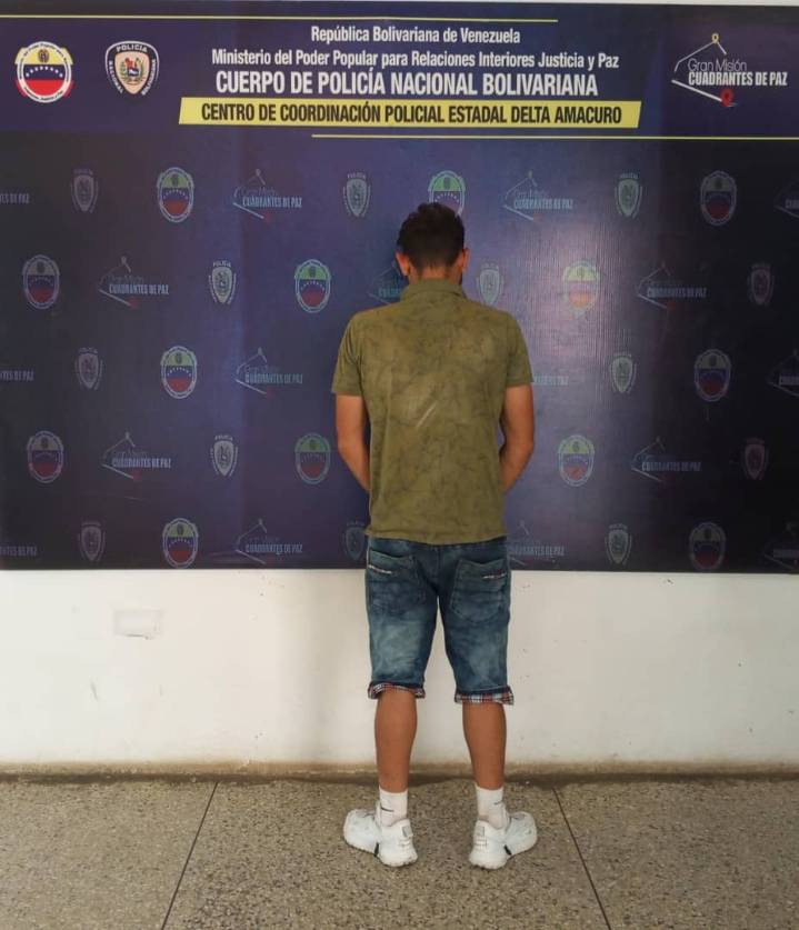 Detienen a hombre solicitado por porte de arma y robo en Tucupita
