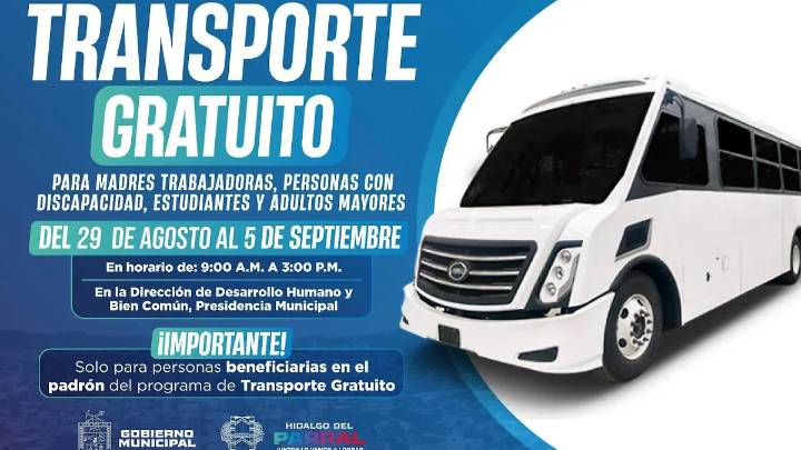 Anuncia fechas para entrega de boletos de transporte gratuito