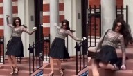 Anne Hathaway sufrió glamurosa caída por las escaleras mientras grababa "El Diablo viste a la Moda 2"