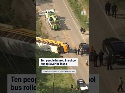 Ten people injured in school bus rollover in Texas