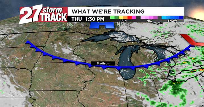 Light rain possible as cold front moves through