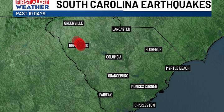 Numerous earthquakes detected in the past 10 days in South Carolina