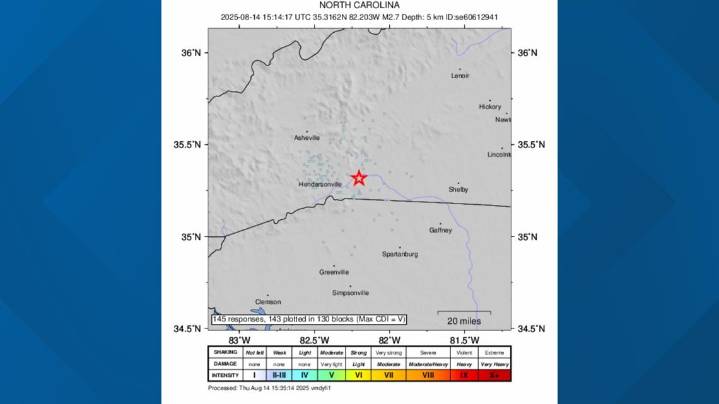 Earthquake in Western N.C.