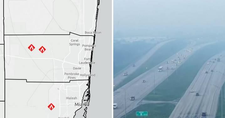 Map shows Everglades wildfires burning in Broward, smoke impacts South Florida air quality