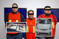 Caen 3 armados a bordo de auto robado; los vinculan con asaltos afuera de bancos