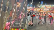 Diddy's Daughters Jessie & D'Lila Combs Kicked Off Rollercoaster, on Video