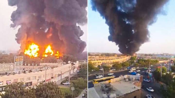 (+Video) Fuerte incendio en las afueras de la capital de Irán