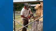 Tree transformed with chainsaw art at Dudley Farm in Guilford, Conn.