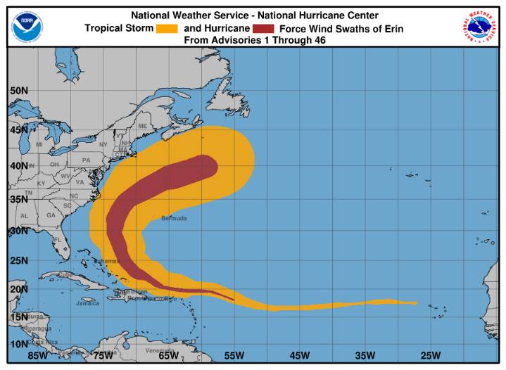 Ciclón Erin se transforma en Post Tropical