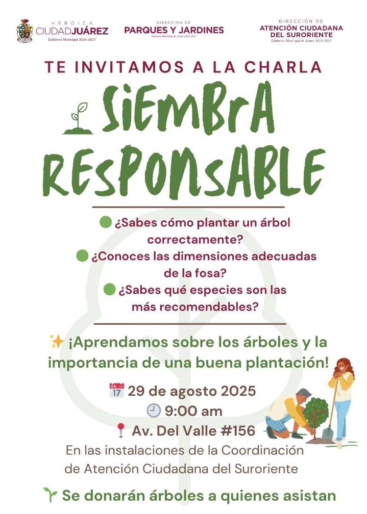 Invitan a charla sobre forestación urbana este viernes en el suroriente