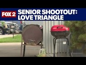 Senior love triangle: Jealous man confronts man in wheelchair, four shot