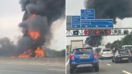 M25 closed near Lakeside Shopping Centre after lorry bursts into flames