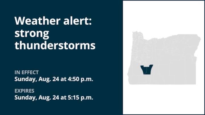 Look for penny-sized hail with thunderstorms in Eastern Douglas County Foothills and South Central Oregon Cascades