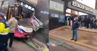 Bus de la empresa Roma se estrella contra la estación Santa Rosa de la Línea 1 del Metro de Lima en SJL