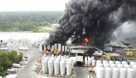 Louisiana plant explosion, fire captured on drone video