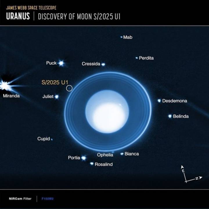 El telescopio James Webb descubre otra  luna que orbita alrededor de Urano