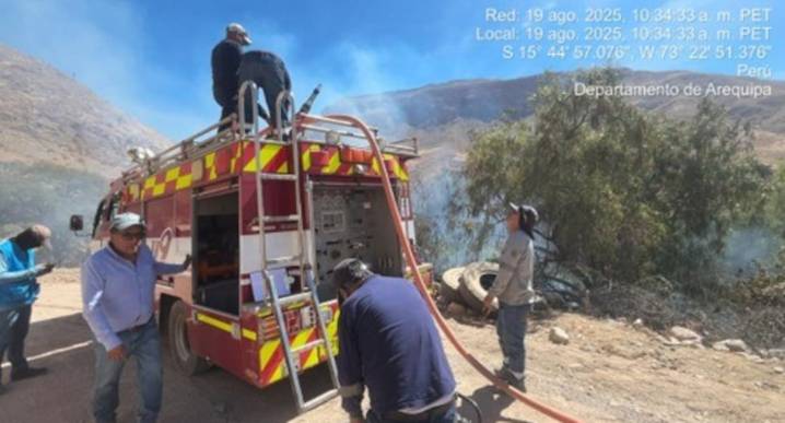 Arequipa: Se reactiva incendio forestal en el sector Huiscoro, Caravelí