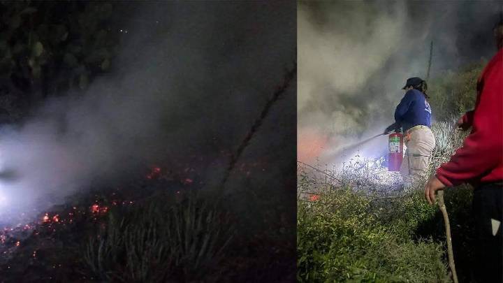 Se registra incendio en el cerro de Cristo Rey en Tochtepec
