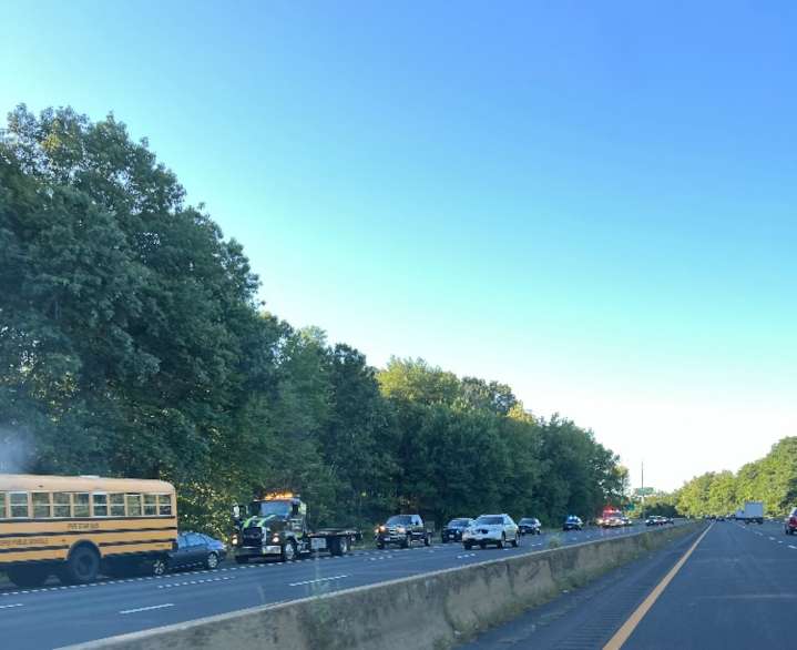 Vehicle collides with Chicopee Public School bus on I