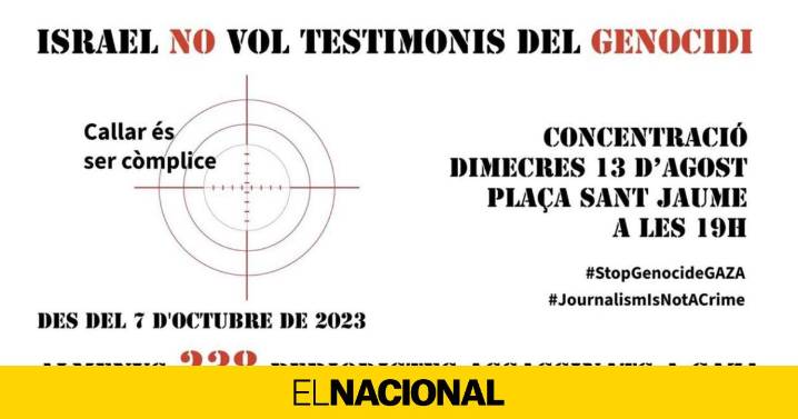 Protesta de entidades y medios de comunicación contra el asesinato de periodistas en Gaza en plaza Sant Jaume