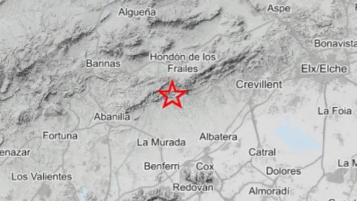 Registrado un terremoto de magnitud 2,2 en Alicante