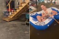 Woman Swims in Storm Waters After Flooding Turns Basement into 'Pool' (Exclusive)