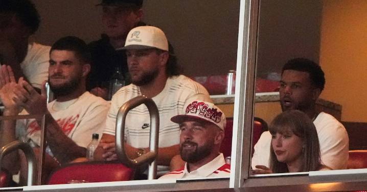 Travis Kelce and Taylor Swift attend college football game in first public appearance since engagement