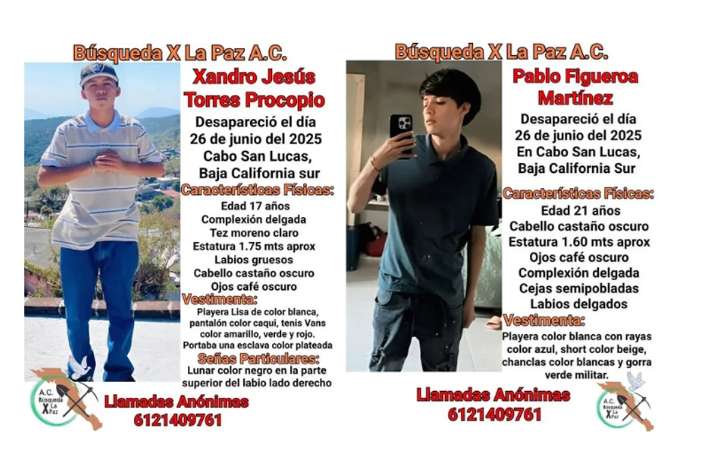 Hallan sin vida a dos jóvenes presuntamente levantados por policías en Los Cabos