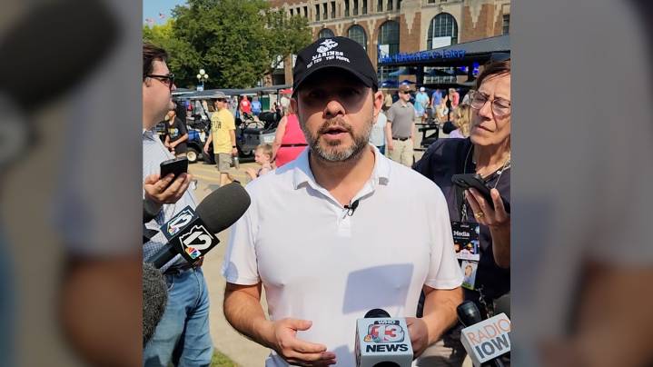 See Sen. Ruben Gallego's response to reporters at the Iowa State Fair