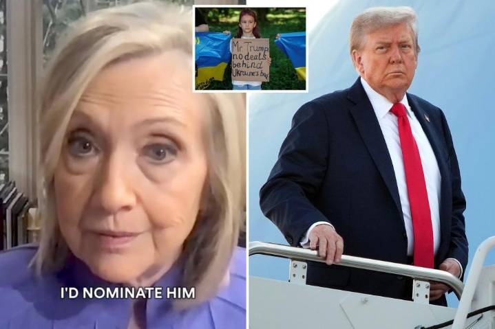 Hillary Clinton says she'd nominate Trump for Nobel Peace Prize if he helps end Ukraine war