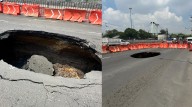 Fuga de aguas negras provoca enorme socavón en la CDMX