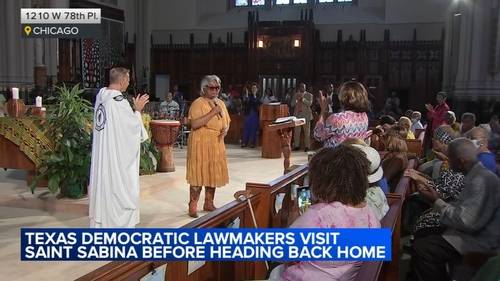 Texas House Democrats in Illinois protesting redistricting visit Chicago's Saint Sabina Church, prepare to travel home this week