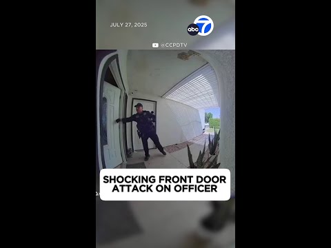 Shocking front door attack on officer