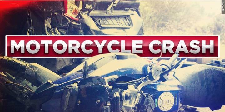 Motorcycle crash leaves driver with life