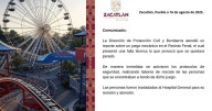 ¡Diversión termina en terror! Falla en juego mecánico causa pánico en la Feria de la Manzana en Puebla