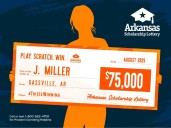 $3 Arkansas Scholarship Lottery scratch-off ticket a $75,000 win for Gassville woman